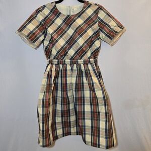 Crewcuts Girls Holiday Christmas Party Plaid Glitter Sequin Dress, sz 16